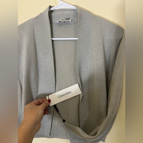 Calvin Klein Short Cardigan Silver Cropped. New With Tags Size Small - Picture 12 of 12